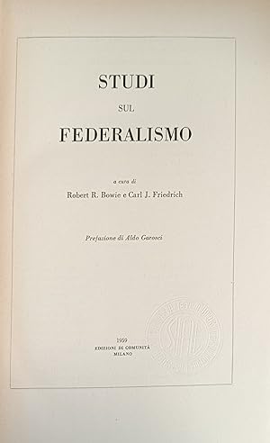 Image du vendeur pour STUDI SUL FEDERALISMO mis en vente par libreria minerva