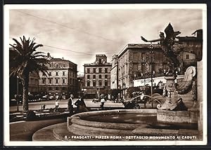 Cartolina Frascati, Piazza Roma, Dettaglio Monumento ai Daduti