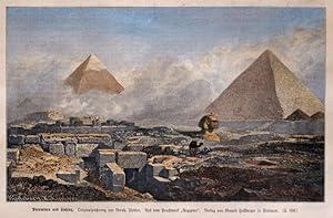 Bild des Verkufers fr Pyramiden und Sphinx. Originalzeichnung von Bernh. Fiedler. zum Verkauf von Antique Sommer& Sapunaru KG