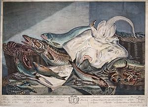 Bild des Verkufers fr 1. Ling. 2. Homelyn. 3 Allon fish. 4. Anchovies. 5. Cole Whiting. 6. Skate. 7. Sea Crab. 8. Cray fish?- 17. Baccha, Pupblished by John Boydell, London zum Verkauf von Antique Sommer& Sapunaru KG