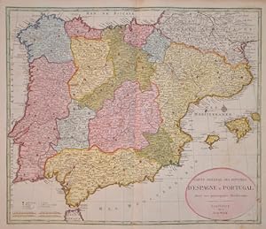 Bild des Verkufers fr Carte General des Royomes d'Espagne & Portugal. Avec les principales Divisiones. zum Verkauf von Antique Sommer& Sapunaru KG