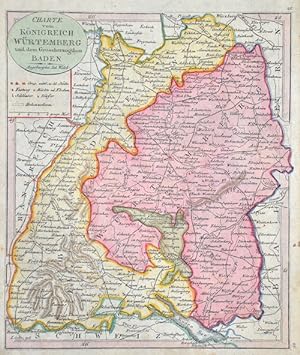 Bild des Verkufers fr Charte vom Knigreich Wrtemberg und dem Grossherzogthum Baden. zum Verkauf von Antique Sommer& Sapunaru KG