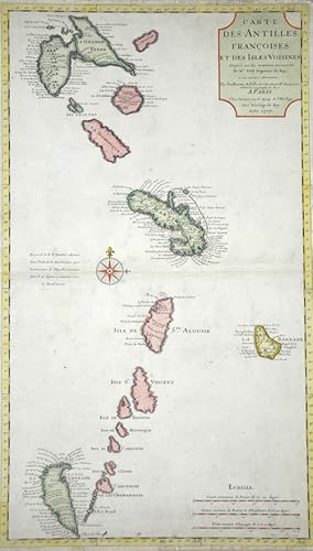 Imagen del vendedor de Carte des Antilles Francoises et des Isles Voisines. a la venta por Antique Sommer& Sapunaru KG