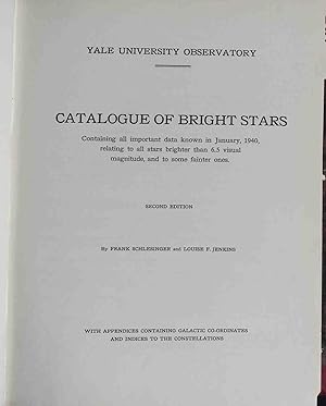 Bild des Verkufers fr Catalogue of Bright Stars - Containing All Important Data Known in January 1940, Relating to All Stars Brighter Than 6.5 Visual Magnitude, and to Some Fainter Ones zum Verkauf von books4less (Versandantiquariat Petra Gros GmbH & Co. KG)