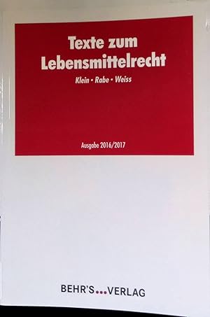 Bild des Verkufers fr Texte zum Lebensmittelrecht. zum Verkauf von books4less (Versandantiquariat Petra Gros GmbH & Co. KG)