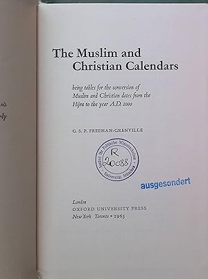 Bild des Verkufers fr The Muslim and Christian Calendars zum Verkauf von books4less (Versandantiquariat Petra Gros GmbH & Co. KG)