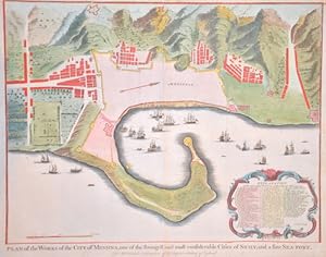 Bild des Verkufers fr Plan of the Works of the city of Messina, one of the strongest and most confiderable Cities of Sicily, and a fine sea- port zum Verkauf von Antique Sommer& Sapunaru KG