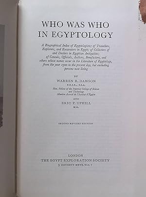 Image du vendeur pour Who was who in Egyptology? mis en vente par books4less (Versandantiquariat Petra Gros GmbH & Co. KG)