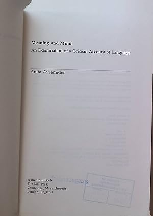 Immagine del venditore per Meaning and Mind: An Examination of a Gricean Account of Language venduto da books4less (Versandantiquariat Petra Gros GmbH & Co. KG)