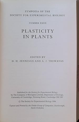 Bild des Verkufers fr Plasticity and Stability in Plants Society for Experimental Biology, Band 40 zum Verkauf von books4less (Versandantiquariat Petra Gros GmbH & Co. KG)