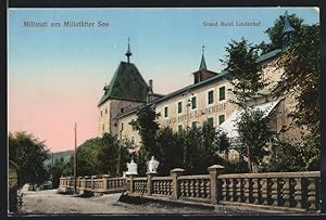 Ansichtskarte Millstatt, Grand Hotel Lindenhof mit Strassenpartie