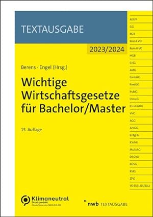 Seller image for Wichtige Wirtschaftsgesetze fr Bachelor/Master (Textausgabe) for sale by Rheinberg-Buch Andreas Meier eK