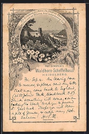 Lithographie Heidelberg, Prf. Singtons Waldhorn-Scheffelhaus, früher Druck