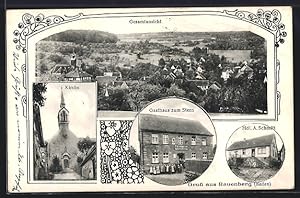 Ansichtskarte Rauenberg / Heidelberg, Gasthaus zum Stern, Hdl. A. Schmitt, Kirche