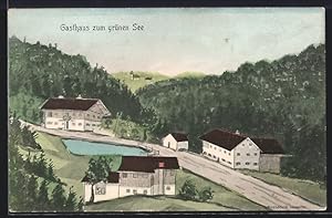 Künstler-Ansichtskarte sign. Hans Pernat: Aying, Das Gasthaus zum grünen See