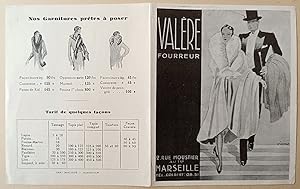 Seller image for Valre fourreur. 2 rue Moustier  Marseille. for sale by pages volantes
