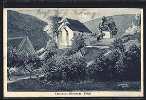 Künstler-Ansichtskarte sign. Hans Pernat: Breitenau /Erftal, Forsthaus und kleine Kapelle