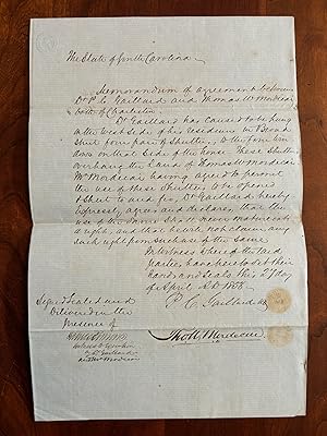 Document of Agreement between P.C. Gaillard, M.D. and Thomas W. Mordicai, both of Charleston (Sou...