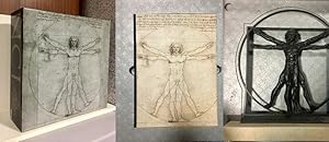 LEONARDO DA VINCI. El hombre de Vitruvio. Escultura en bronce + libro de estudio con toda su obra...