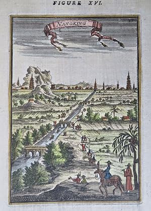 Nanjing China Porcelain Tower Travelers Pagodas Bridges 1683 Mallet city view