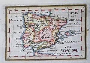 Spain & Portugal Catalonia Castille c. 1796 Gibson early American miniature map