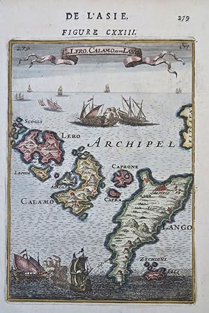 Kos Leros Kalymnos Aegean Islands Sailing Ships Naval Battle 1683 Mallet map