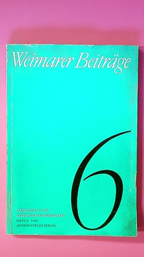 WEIMARER BEITRÄGE 6. Zeitschrift für Literaturwissenschaft