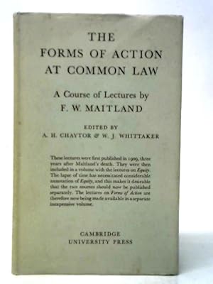 Immagine del venditore per The Forms of Action at Common Law: A Course of Lectures venduto da World of Rare Books