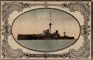 Passepartout Ansichtskarte / Postkarte Britisches Kriegsschiff, HMS Dreadnought