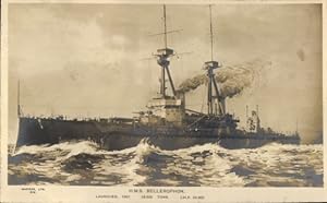Ansichtskarte / Postkarte Britisches Kriegsschiff, HMS Bellerophon