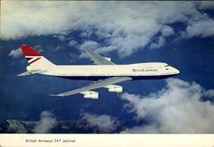 Ansichtskarte / Postkarte Britisches Passagierflugzeug 747 Jetliner, British Airways