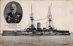 Ansichtskarte / Postkarte Britisches Kriegsschiff, HMS Victorious, Archibald Berkeley Milne