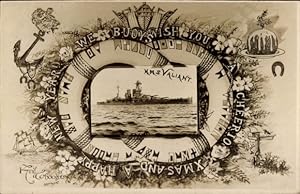 Passepartout Ansichtskarte / Postkarte Britisches Kriegsschiff, HMS Valiant