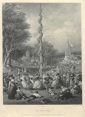 ENGLAND. "The May-Pole". Zahlreiche Personen in gotischer Kleidung tanzen um einen Maibaum umgebe...