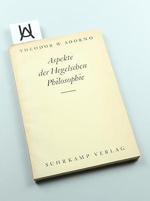 Bild des Verkufers fr Aspekte der Hegelschen Philosophie. zum Verkauf von Antiquariat Uhlmann