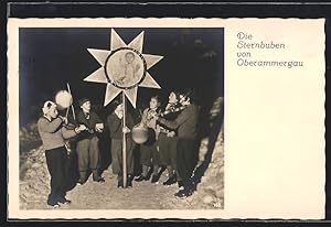 Ansichtskarte Oberammergau, Die Sternbuben, Kinder musizieren in winterlicher Nacht