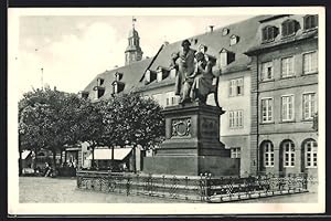 Seller image for Ansichtskarte Hanau /Main, Marktplatz mit Brder-Grimm-Denkmal for sale by Bartko-Reher