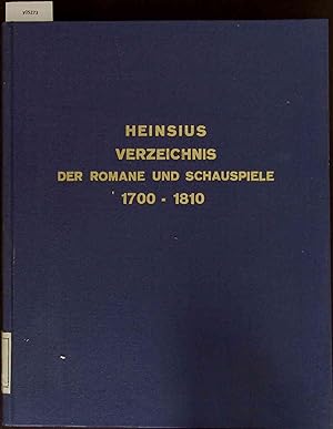 Bild des Verkufers fr Alphabetisches Verzeichnis der von 1700 bis zu Ende 1810 Erschienenen Romane und Schauspiele. zum Verkauf von Antiquariat Bookfarm