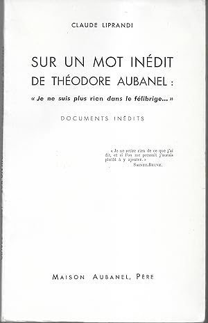 Immagine del venditore per Sur un mot in�dit de Th�odore Aubanel venduto da Librairie Seigneur