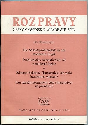 Seller image for Die Sollsatzproblematik in der modernen Logik; Knnen Sollstze (Imperative) als wahr bezeichnet werden? for sale by Antikvariat Valentinska