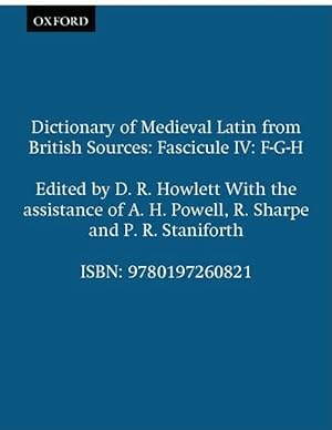 Immagine del venditore per Dictionary of Medieval Latin from British Sources: Fascicule IV: F-G-H (Medieval Latin Dictionary) venduto da Redux Books