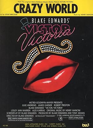Crazy World Victor/Victoria Film Rare Julie Andrews XL Sheet Music