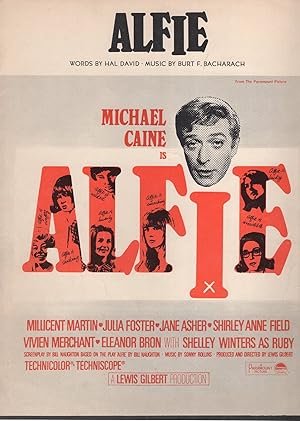 Alfie Michael Caine Film Burt Bucharach XL Rare Sheet Music