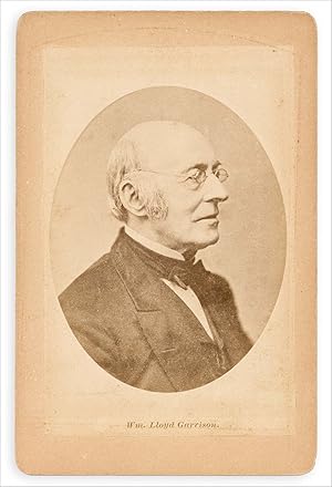 Cabinet card photograph of William Lloyd Garrison, abolitionist and Massachusetts social reformer...