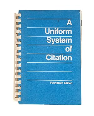 Seller image for A Uniform System of Citation. Fourteenth Edition. 1986 for sale by The Lawbook Exchange, Ltd., ABAA  ILAB