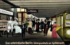 Ansichtskarte / Postkarte Berlin Mitte, U-Bahnstation am Spittelmarkt, U-Bahn Richtung Wilhelmplatz