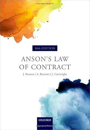 Image du vendeur pour Anson's Law of Contract mis en vente par WeBuyBooks