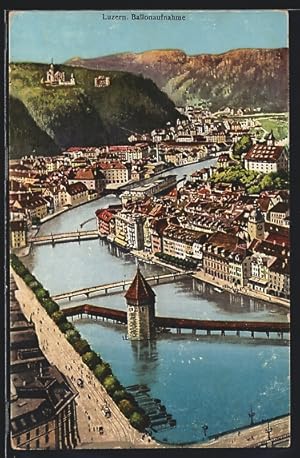 Ansichtskarte Luzern, Ortsansicht aus dem Heissluftballon