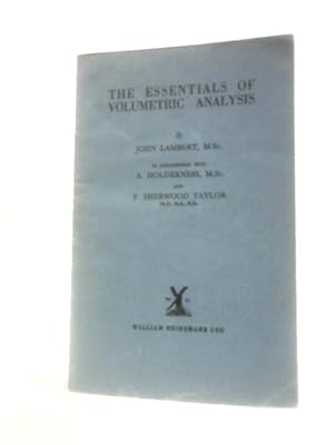 Bild des Verkufers fr The Essentials Of Volumetric Analysis zum Verkauf von World of Rare Books