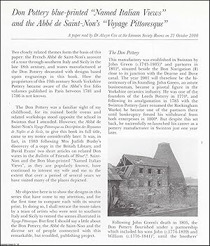 Imagen del vendedor de Don Pottery Blue-Printed Named Italian Views and The Abbe de Saint-Non's Voyage Pittoresque. An original article from the English Ceramic Circle, 2002. a la venta por Cosmo Books